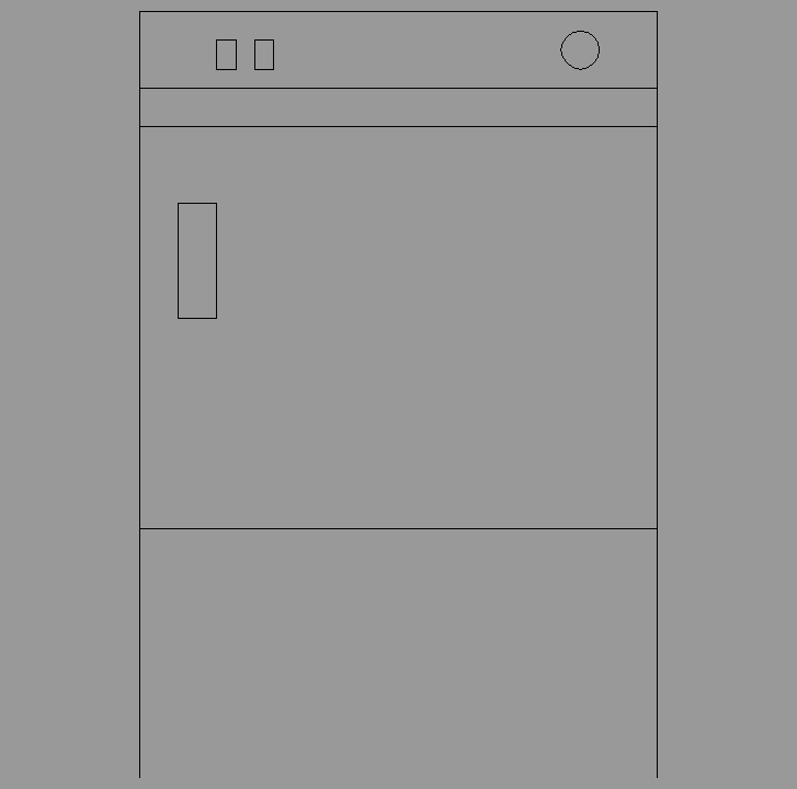 Bloque Autocad Vista de Secadora Diseño 01 Bibliot. 2D-3D en Alzado